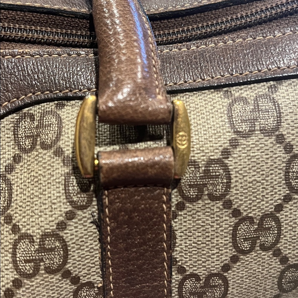 Gucci Beige and Brown Monogram Satchel - Picture 4 of 9